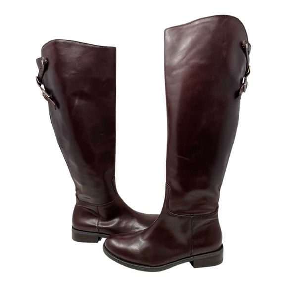 Vince Camuto Tall Riding Boots Kadia Brown Size 7.5 women’s side zip leather - Picture 16 of 16